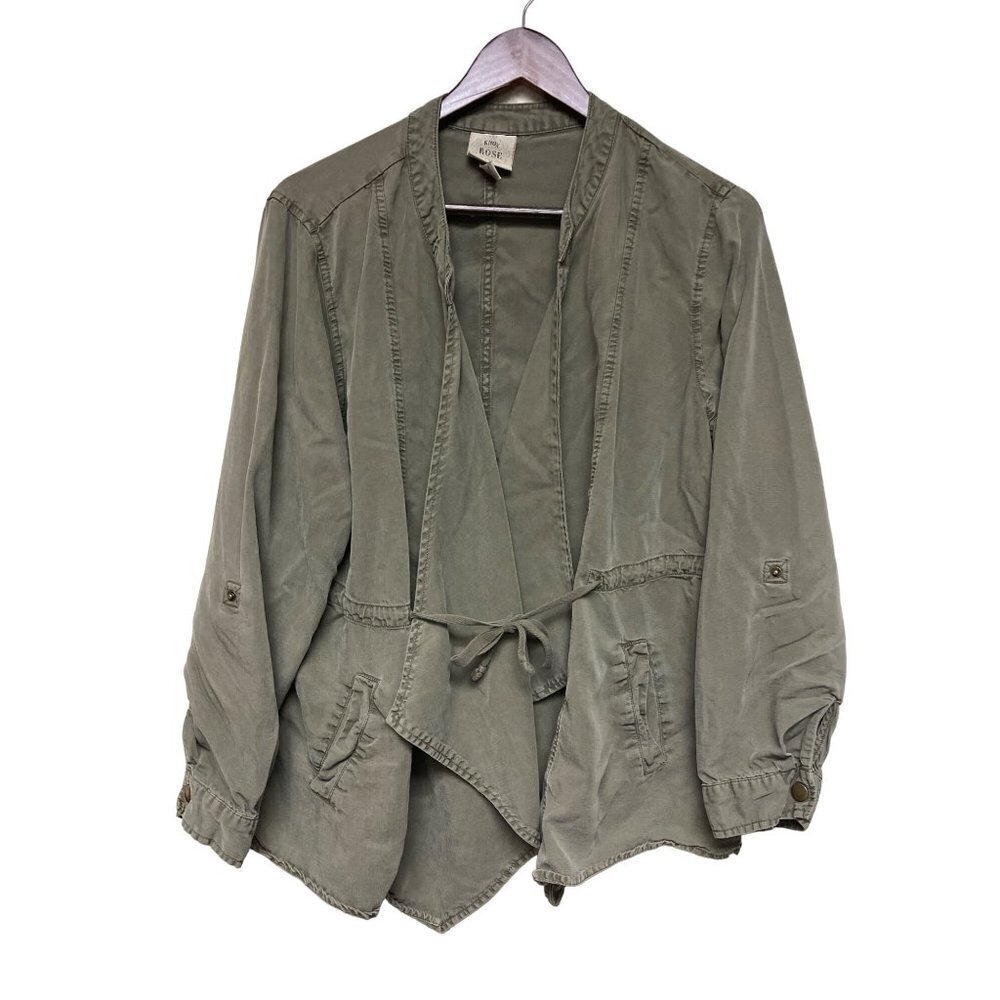 Knox Rose Green Drape Front Lyocell Roll Tab Jacket Women's Size Large